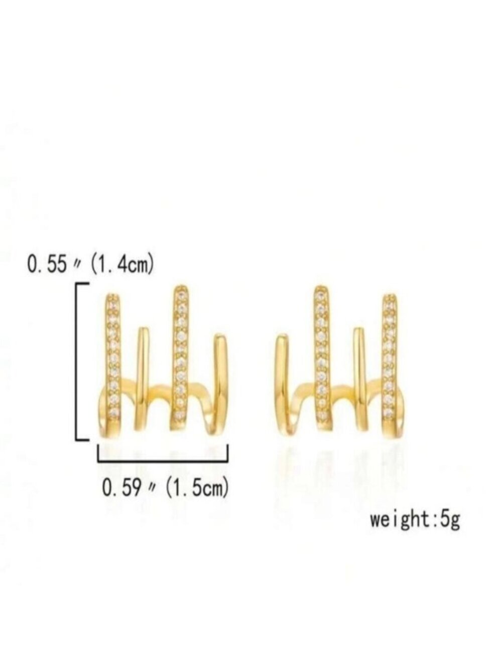 Gold Rhinestone Geometric Earrings - Picture 4 of 4